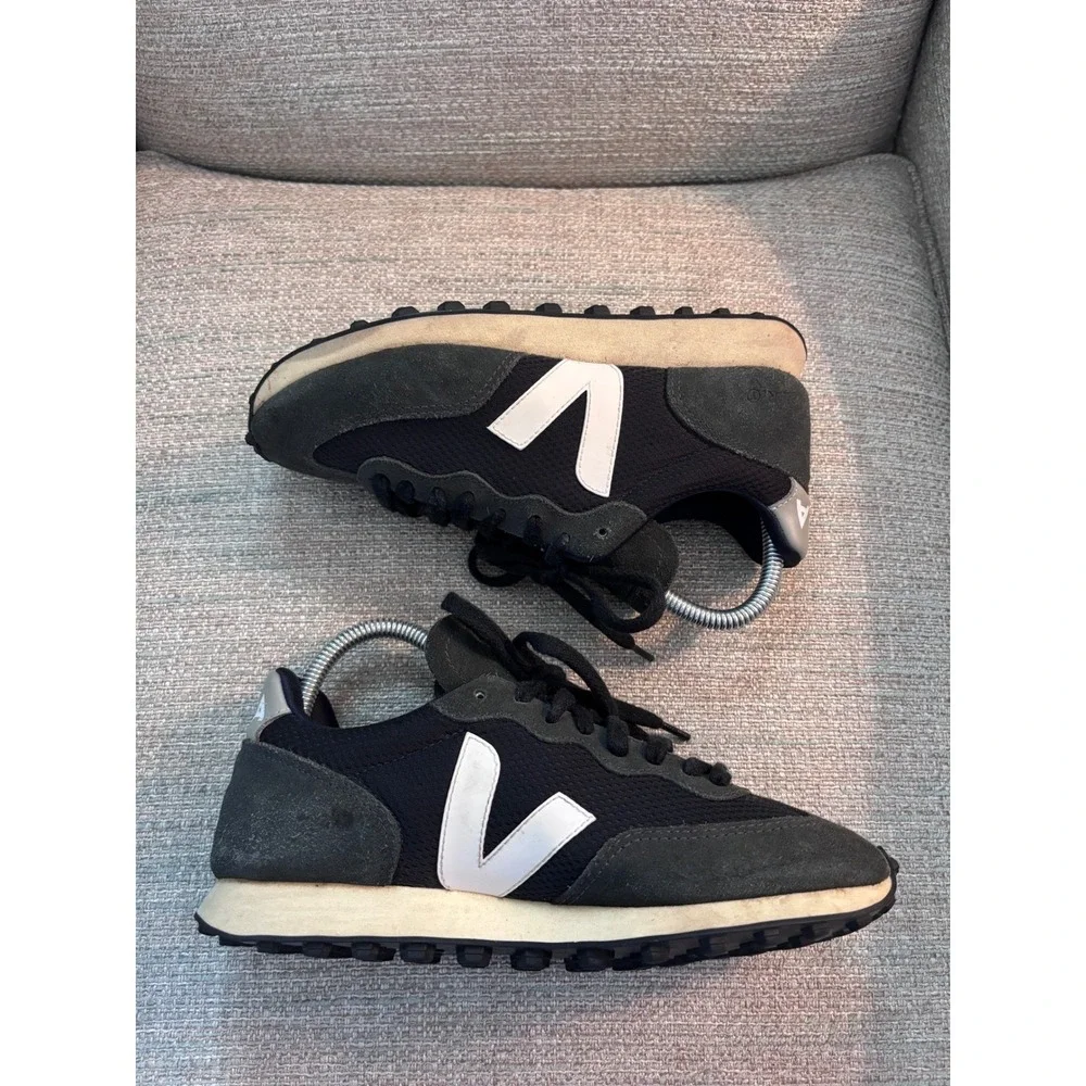 Veja Rio Branco Sneakers‎ Black White Suede Mesh Trainers Womens US 6 EUR 37